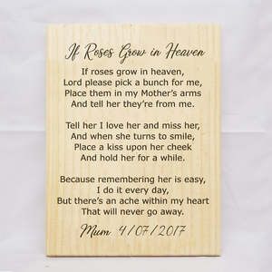 If Roses Grew In Heaven Plaque