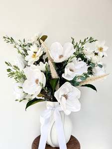 Silk Flowers: White Magnolia Arrangement