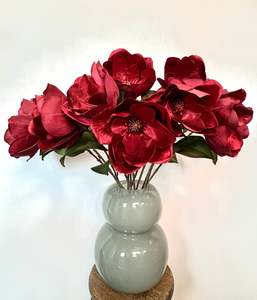 Silk Flowers: Red Velvet Magnolia Stems