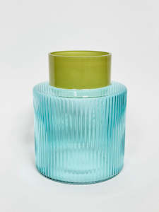 Groove Glass Vase Blue