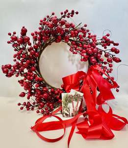 Silk Flowers: Red Berry Wreath