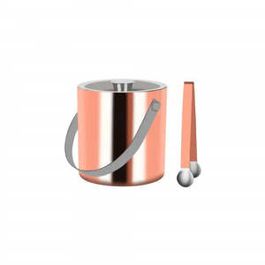 Zanzi Double Wall Ice Bucket with Tongs Rose Gold