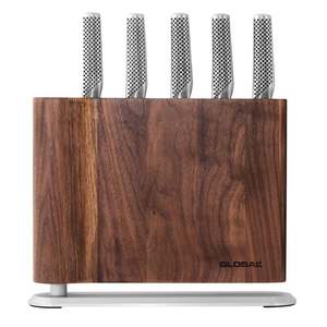 Global UKU 6 Piece Knife Block Set Walnut