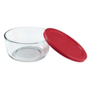 Pyrex Simply Store 4 Cup Round Container with Red Lid
