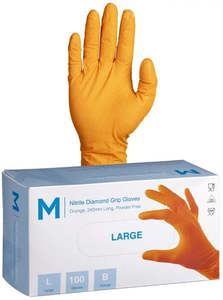 Disposables: Matthews Nitrile Orange Diamond Gloves 9.0g - 10x100 Pack