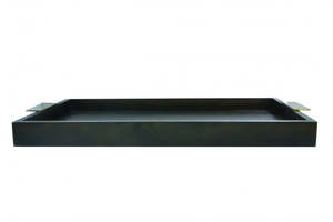 Hotel Supplies: Chef Inox Room Service Tray Dark Mangowood with Aluminium Handles 620x400x50mm