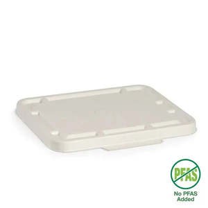 BioPak Biocane - Rectangular Plant Fibre Takeaway Compartment Base RPET Lids