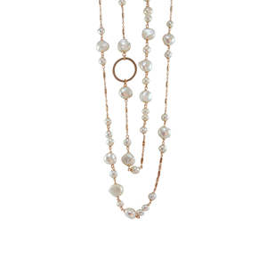 Simply Italian Pearl Necklace: White Pearl and Rose Gold Double Necklace