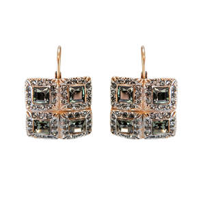Simply Italian: Fume Crystal Square Drop Earrings