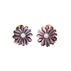 Simply Italian: Small Grey Pearl Flower Clip-On Earrings