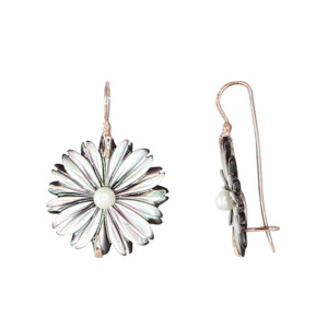 Simply Italian: Grey Mother-of-Pearl Flower Earrings