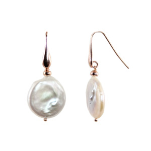 Simply Italian: White Coin Pearl Drop Earrings