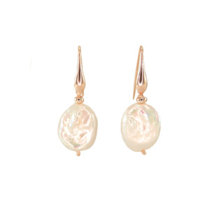 Simply Italian Bridal Collection: Oval White Coin Pearl Drop Earrings