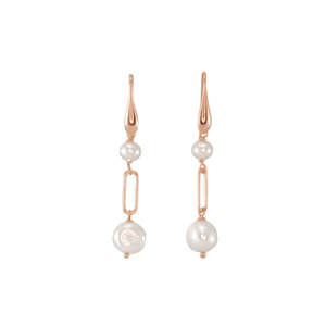Simply Italian Bridal Collection: White Pearl Double Drop With Link Earrings