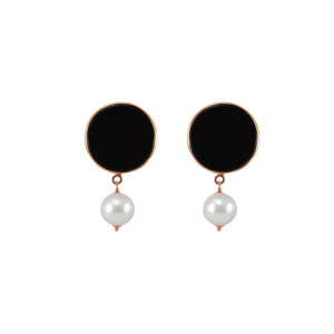 Simply Italian Limited Stock: Black Agate with Pearl Drop Earrings