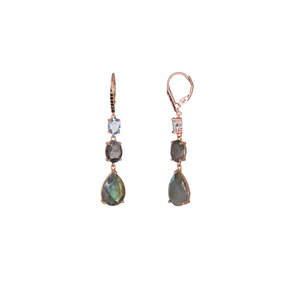 Labradorite, Blue Topaz & Black Spinel Drop Earrings - $595.00 RRP