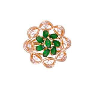 Swarovski Crystal Ring 1: Green Crystal & Rose Gold Filigree Ring - $273 RRP