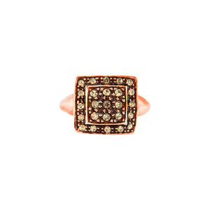 Square Crystal & Rose Gold Ring