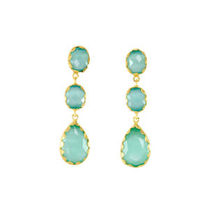 Aqua Stone Triple Drop Earrings - $229 RRP