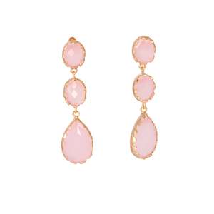 Pink Stone Triple Drop Earrings - $229 RRP