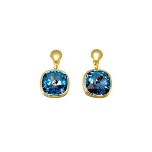 Blue Square Crystal Studs