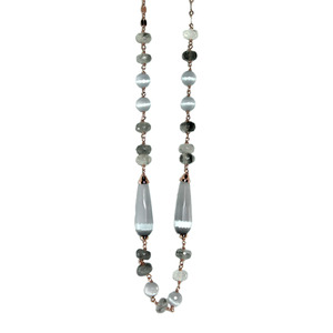 Grey Cat's Eye Teardrop Necklace - 105cm