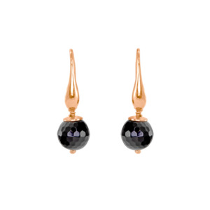 Single Drop Earrings Small: Black Agate Single Drop Earrings Small