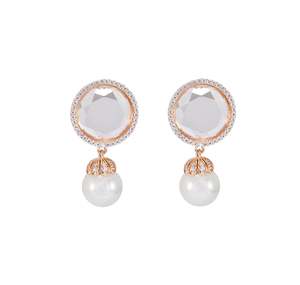 Simply Italian Bridal Collection: Clear Quartz & Pearl Drop Earrings - $390 RRP