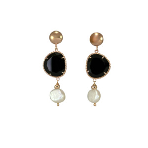Simply Italian New Arrivals: Black Agate & Pearl Drop Stud Earrings