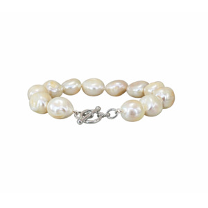 Baroque Pearl with Silver Toggle Link Bracelet