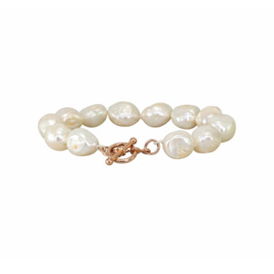 Baroque Pearl with Rose Gold Toggle Link Bracelet