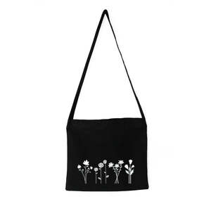 Organic Biodegradable Range: Black Cotton bag with Flowers