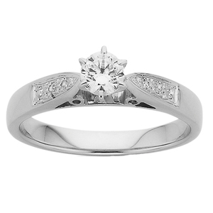 Diamond Solitaire Engagement Ring and Tapered Channel of Diamonds