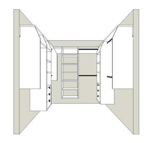 5 and 3 and 3B "U" Shape Walk In Wardrobe Combination