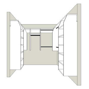 3 and 2 and 3 "U" Shape Walk In Wardrobe Combination