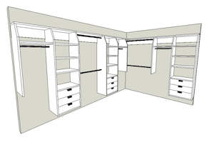 I Robe Walk In 1: 6A and 5 "L" Shape Walk In Wardrobe Combination