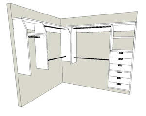 3B(6 x Drawers) and 2 "L" Shape Walk In Wardrobe Combination