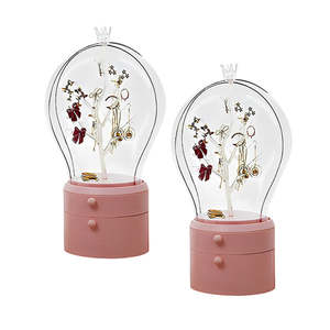 Jewellery Accessories: 2X Pink 360 Degree Rotating Led Light 2 Layered Jewelry Storage Box