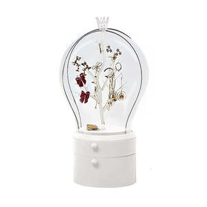 White 360 Degree Rotating Led Light 2 Layered Jewelry Storage Box