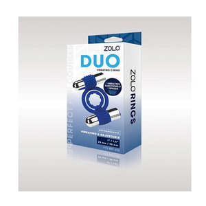Adult: Zolo Rechargeable Duo Vibrating C Ring Blue Dual Vibrating Cock Ring