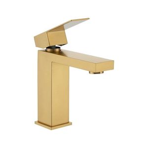 Building Renovation: Brushed Gold Bathroom Sink Tap Vanity Basin Square Lever
