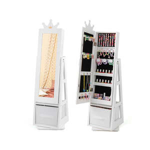Baby Room Furniture: 3 In 1 Swivel Kids Jewelry Cabinet With Dressing Mirror And Storage