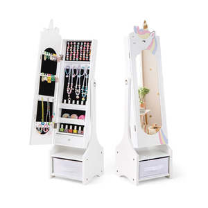 Baby Room Furniture: Kids Jewelry Cabinet With Full Length Mirror And Foldable Drawer