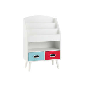 Kids Bookshelf Book Display Rack With 3 Tier Bookshelves And 2 Drawers