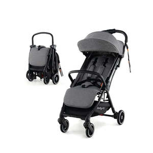 Baby Gear: Portable Infant Stroller With Adjustable Backrest Dark Grey