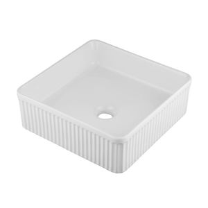 375Mm Bathroom Ceramic Basin Countertop Wash Square Bowl Gloss