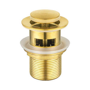 32 X 40Mm Basin Pop Up Waste Plug With Overflow Solid Brass Gold