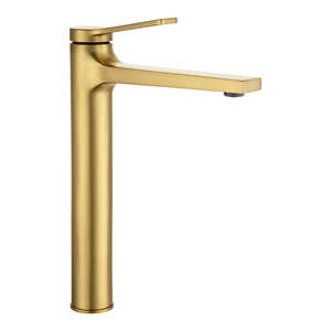 Tall Brushed Gold Basin Tap Hot Cold Bathroom Sink Faucets Vanity Tap
