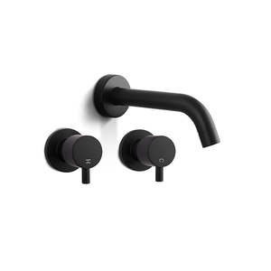 Basins Vanites: Black Bathtub Spout Basin Water Spout Mixer Tap Set With Wall Taps