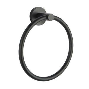 Bathroom Hand Towel Ring Holder Hanger Wall Mounted Round Black